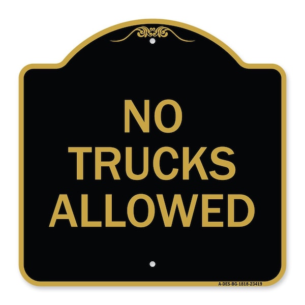Signmission Parking Lot Sign No Trucks Allowed, Black & Gold Aluminum Sign, 18" x 18", BG-1818-23419 A-DES-BG-1818-23419 - main
